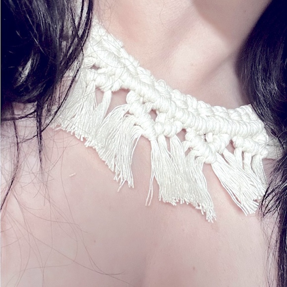 New: Soul Embellishment’s Handwoven Natural Cream Macramé Chocker Necklace